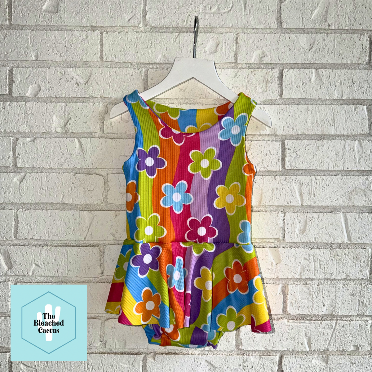RTS | 3T Tank Skirted Leo | Rainbow Floral
