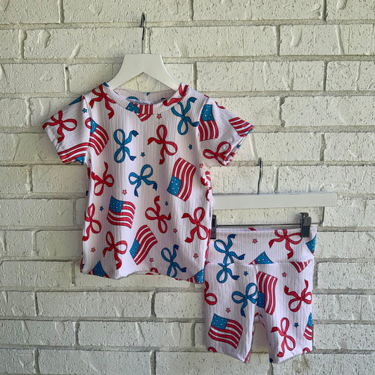 RTS | 2T Girls Lounge Set | Red White & Bows